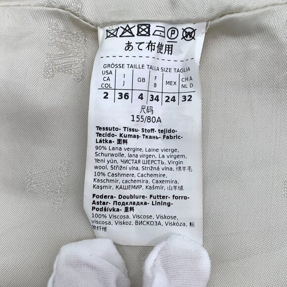 Max Mara Womens Double-Breasted Wool Coat Beige White Lapel Style Size XS - Picture 6 of 6